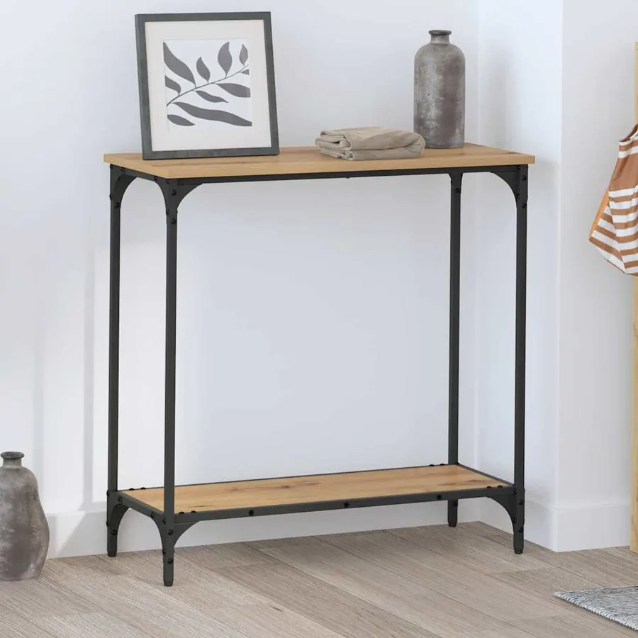 Table console chêne artisanal 75 x 30.5 x 75 cm