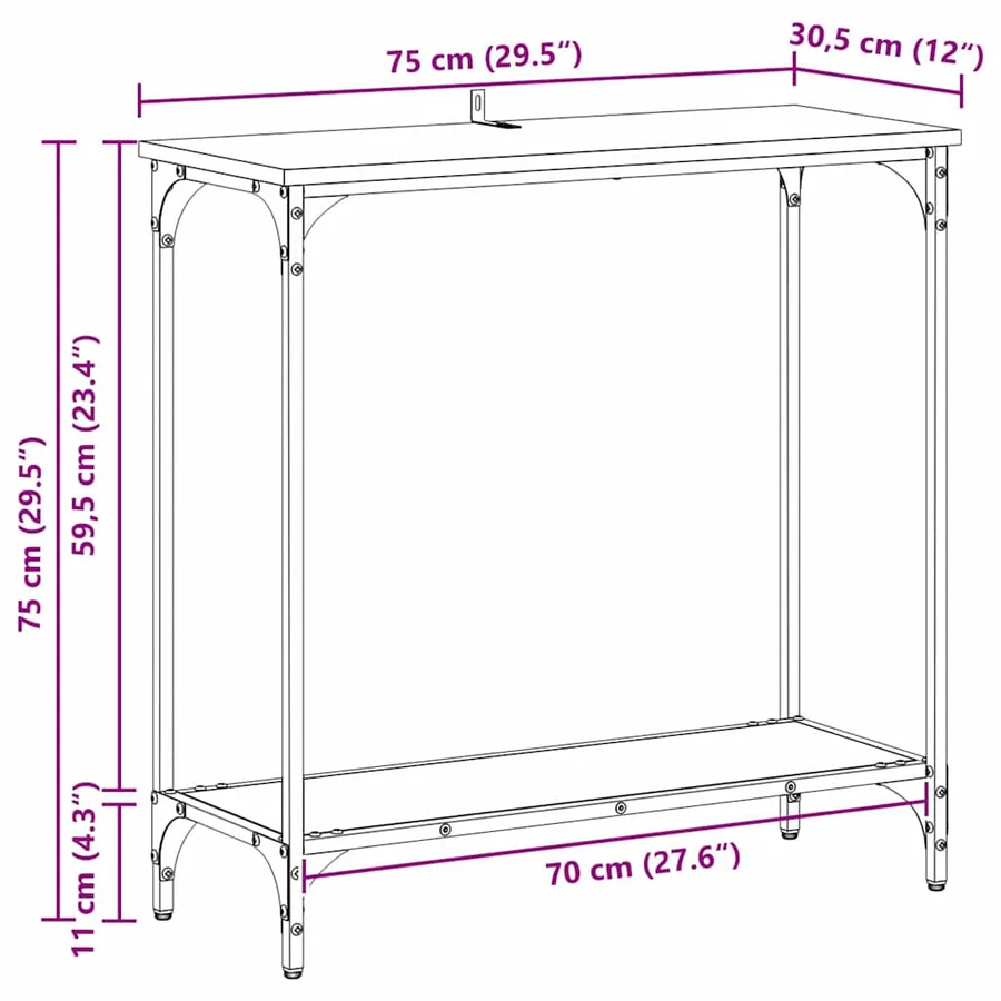 Table console chêne artisanal 75 x 30.5 x 75 cm - 11