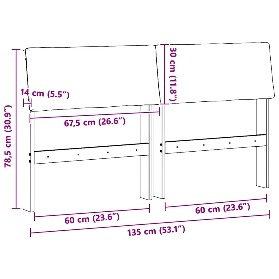 Tête de lit capitonnée Gris clair 135 cm Pin massif - 11