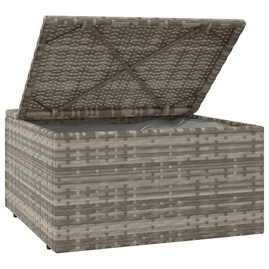Repose-pied de jardin et coussin Gris 55x55x30cm Résine tressée - 6