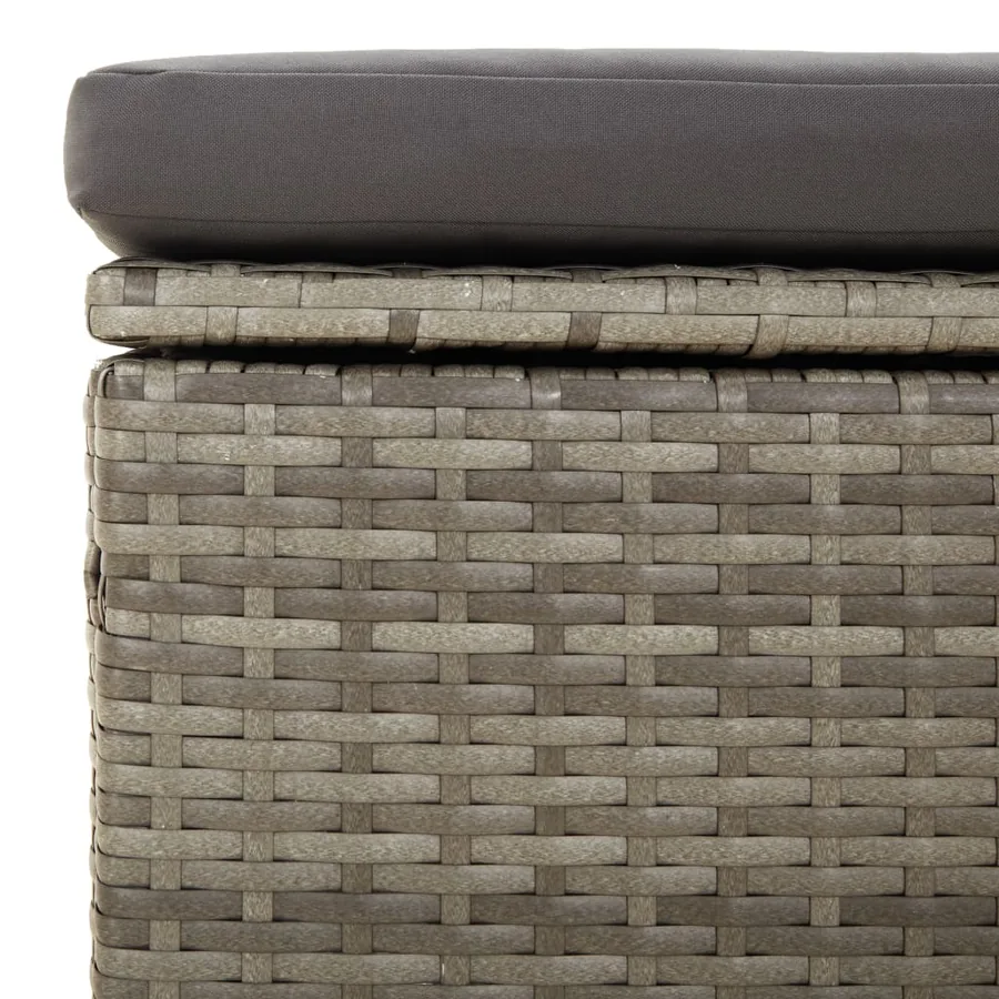 Repose-pied de jardin et coussin Gris 55x55x30cm Résine tressée - 8