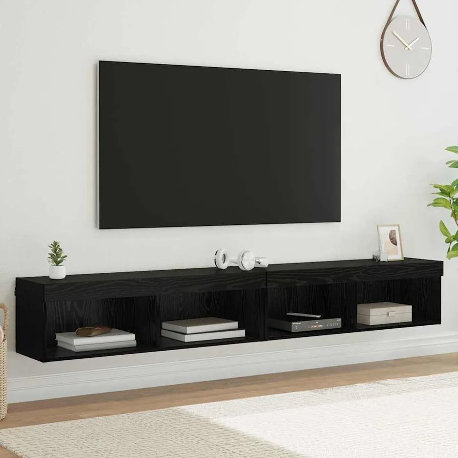 Ensemble meuble TV avec LED 2 pcs Chêne noir 100 x 30 x 30 cm