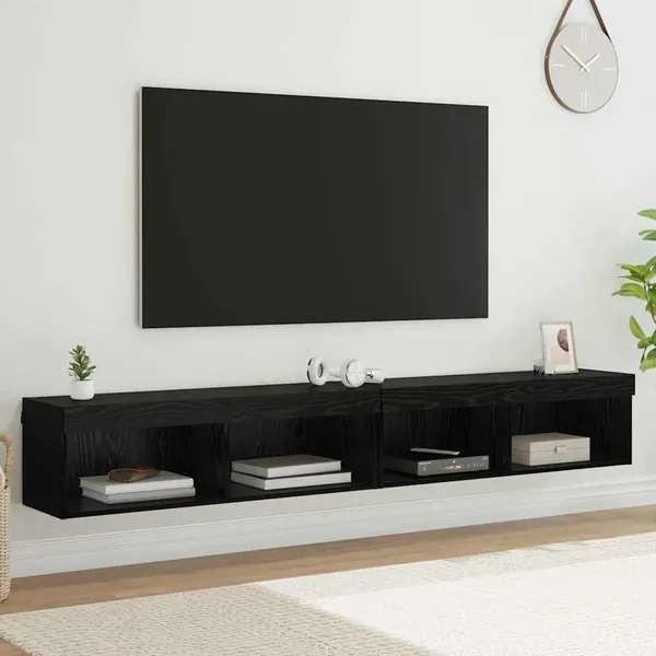 Ensemble meuble TV avec LED 2 pcs Chêne noir 100 x 30 x 30 cm