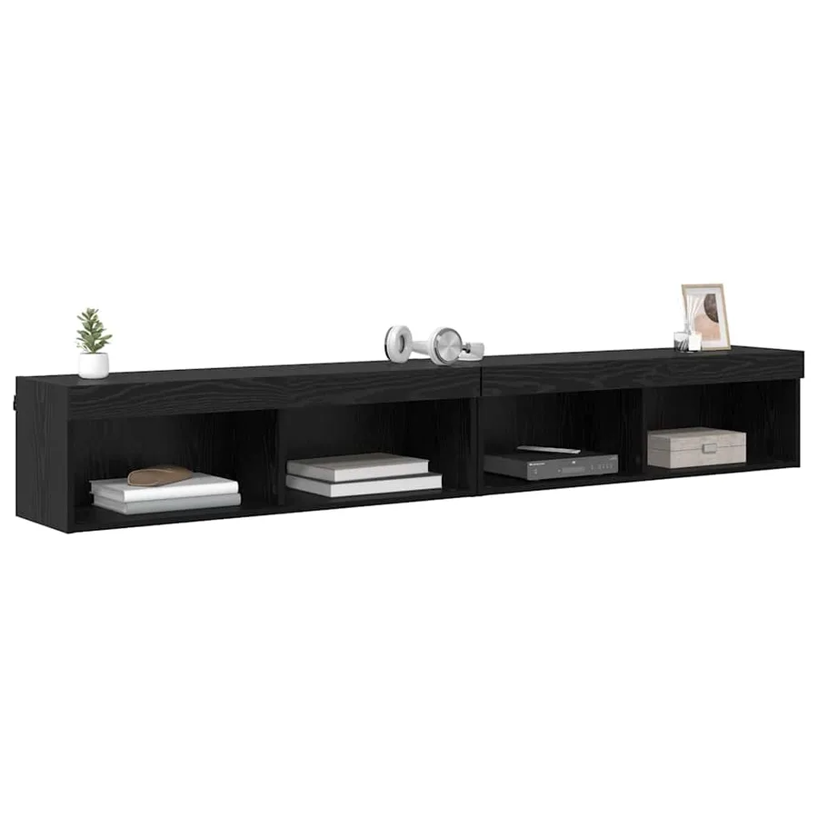 Ensemble meuble TV avec LED 2 pcs Chêne noir 100 x 30 x 30 cm - 3