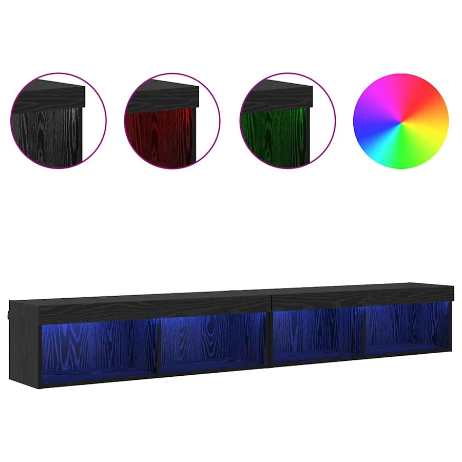 Ensemble meuble TV avec LED 2 pcs Chêne noir 100 x 30 x 30 cm - 4