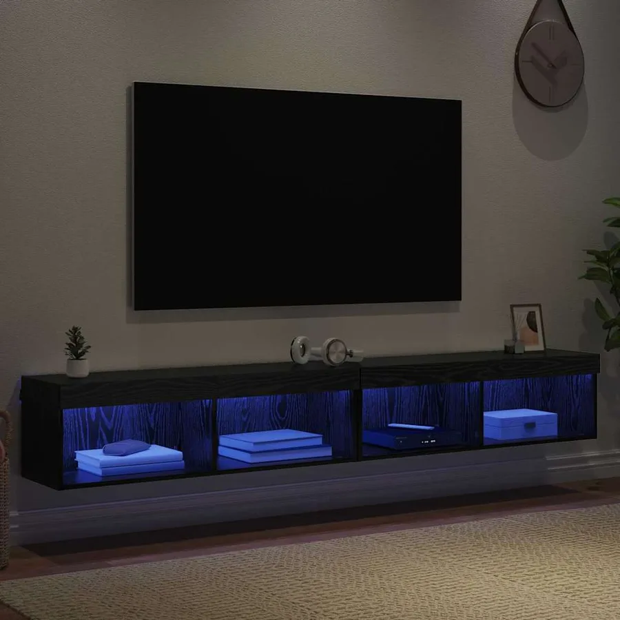 Ensemble meuble TV avec LED 2 pcs Chêne noir 100 x 30 x 30 cm - 5