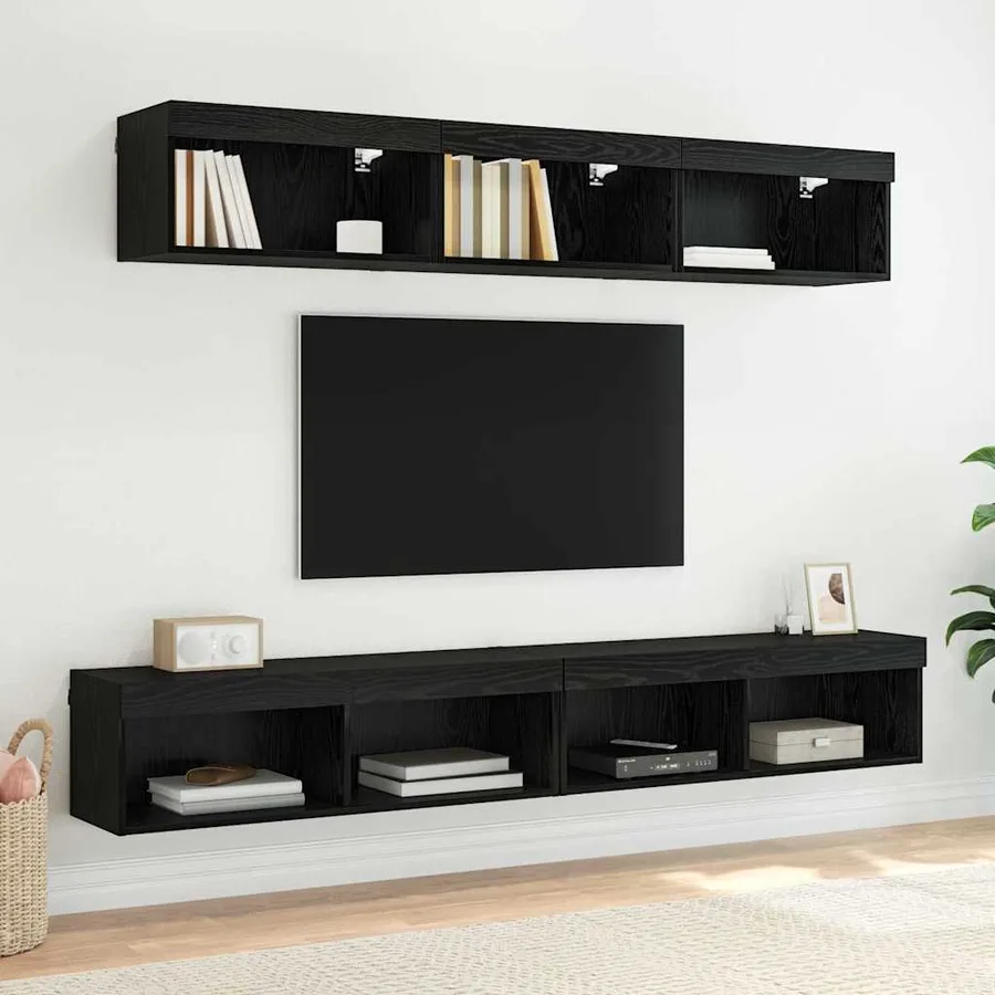 Ensemble meuble TV avec LED 2 pcs Chêne noir 100 x 30 x 30 cm - 6