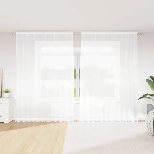 Rideau en Dentelle Floral Blanc 280 x 300 cm Polyester