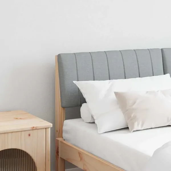 Tête de lit capitonnée Gris clair 135 cm Pin massif