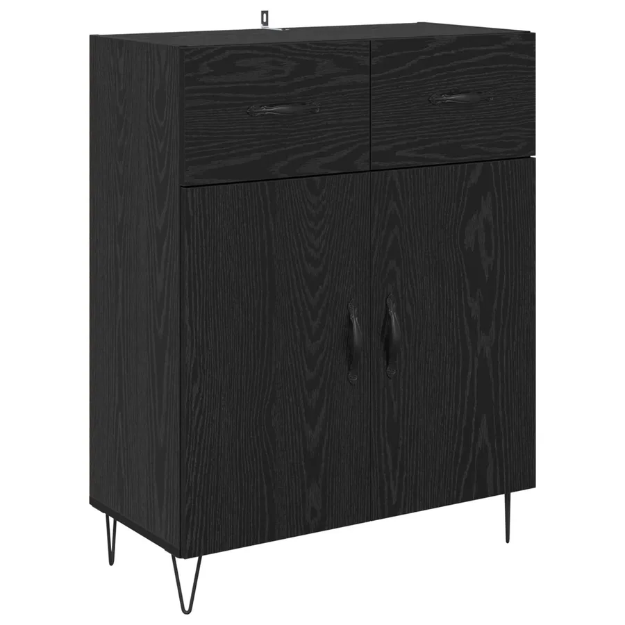Buffet Chêne noir 69,5 x 34 x 90 cm Bois d'ingénierie - 2
