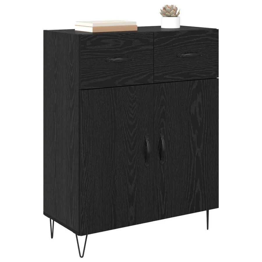 Buffet Chêne noir 69,5 x 34 x 90 cm Bois d'ingénierie - 3
