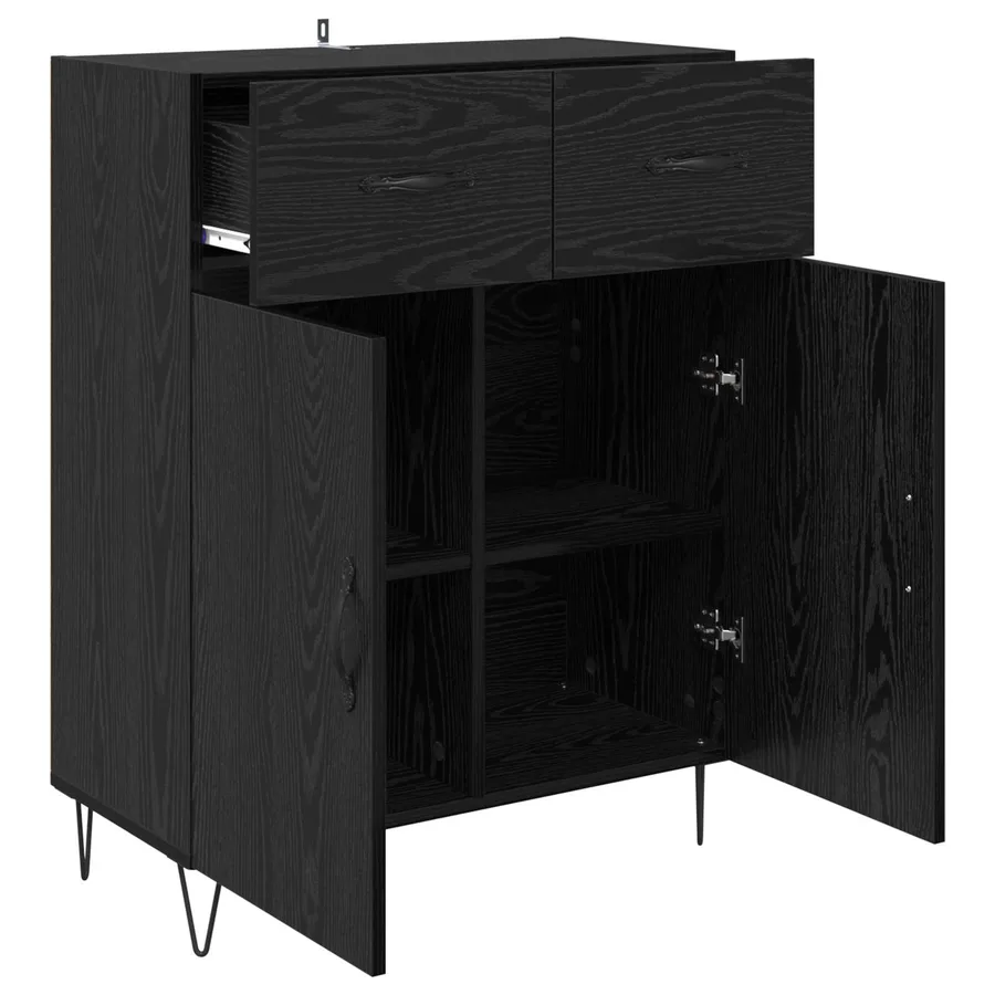 Buffet Chêne noir 69,5 x 34 x 90 cm Bois d'ingénierie - 5