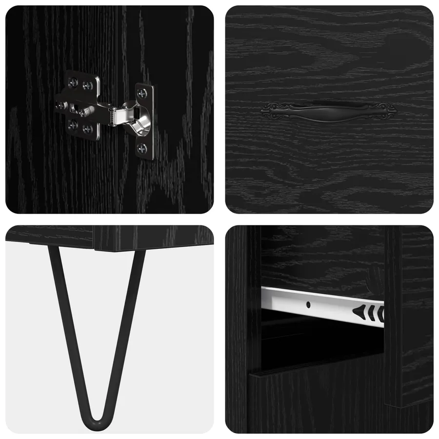 Buffet Chêne noir 69,5 x 34 x 90 cm Bois d'ingénierie - 9