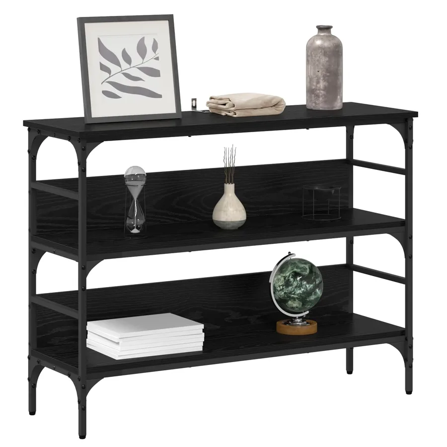 Table console Chêne noir 100 x 32 x 75 cm Bois d'ingénierie - 3