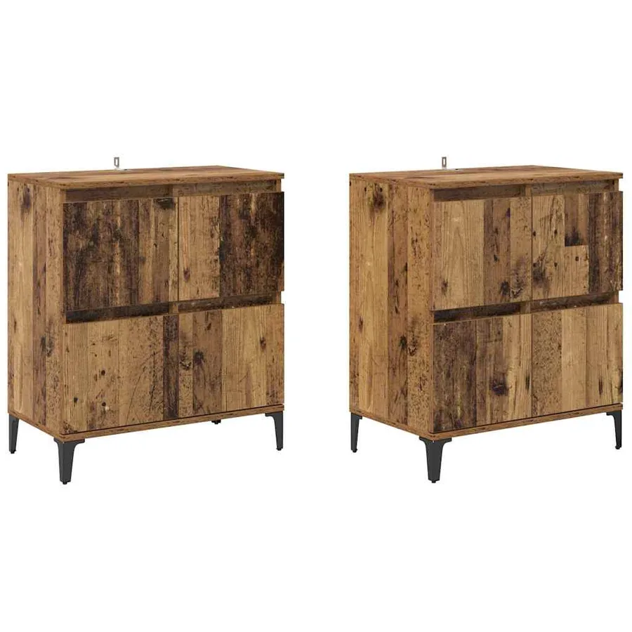 Buffets 2 pcs Bois Ancien 60 x 35 x 70 cm Bois d'ingénierie - 2