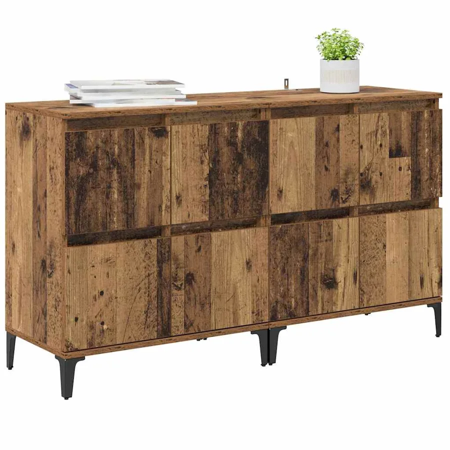 Buffets 2 pcs Bois Ancien 60 x 35 x 70 cm Bois d'ingénierie - 3