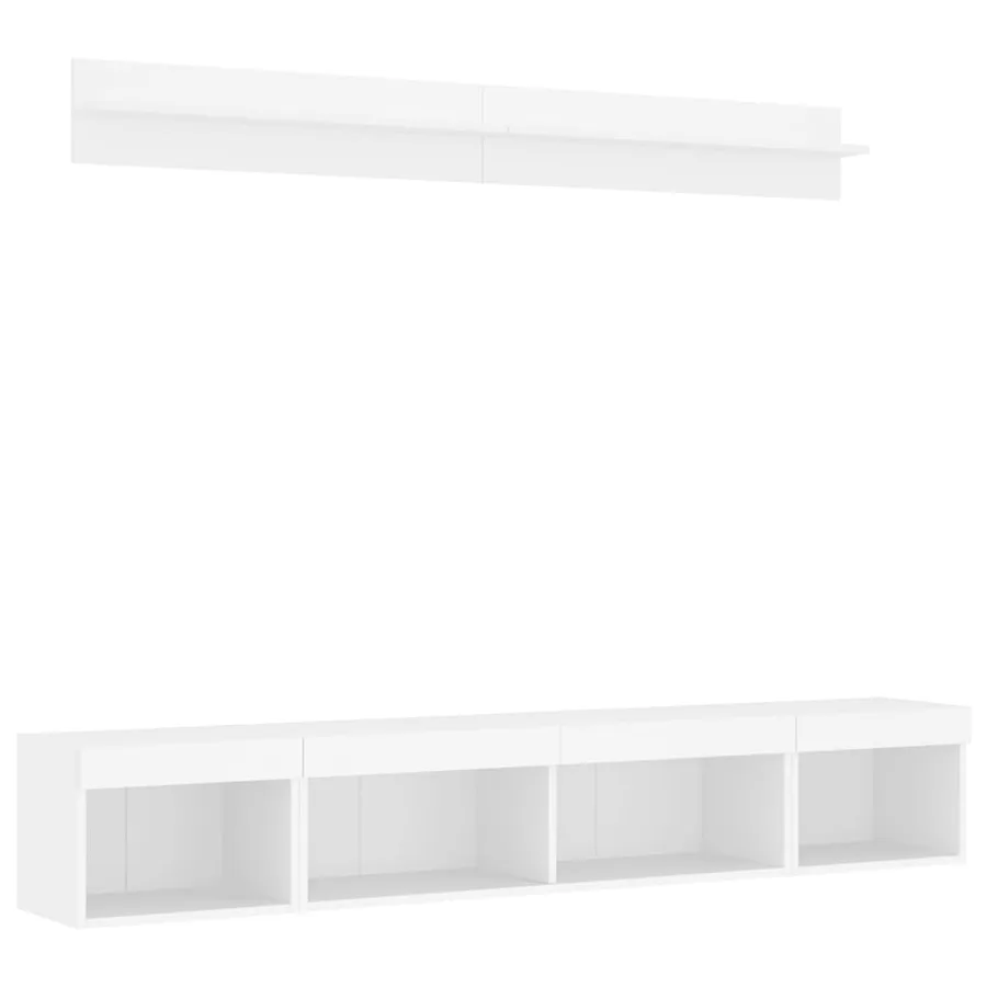 Unités murales TV avec LED 5 pcs blanc bois d'ingénierie - 3