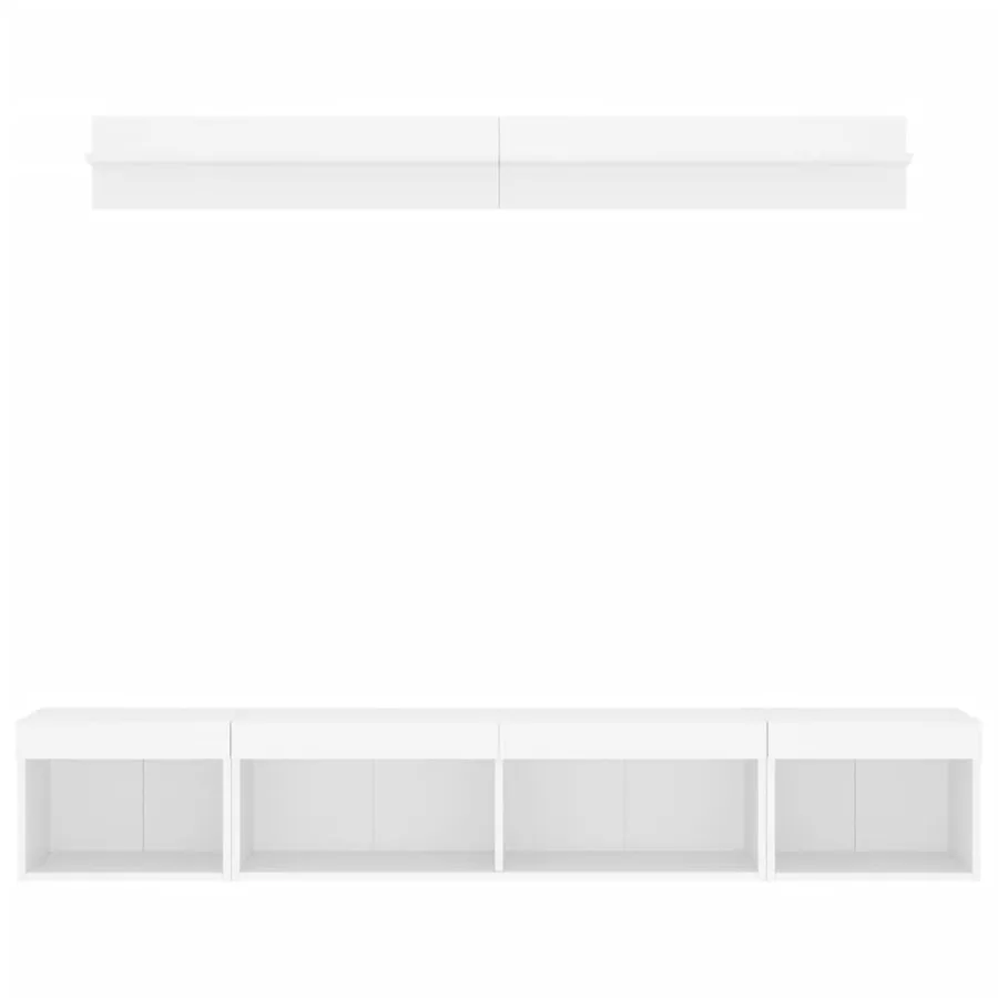 Unités murales TV avec LED 5 pcs blanc bois d'ingénierie - 6