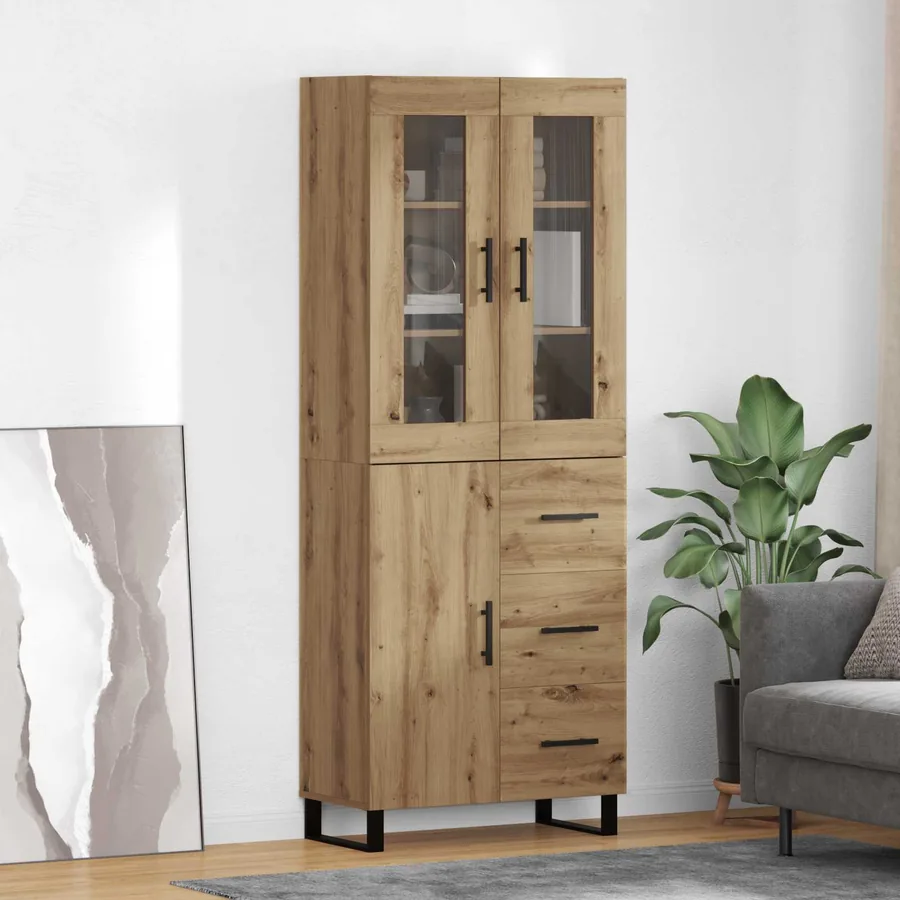 Haut Armoire 2 pcs Chêne artisanal 69,5 x 34 x 180 cm