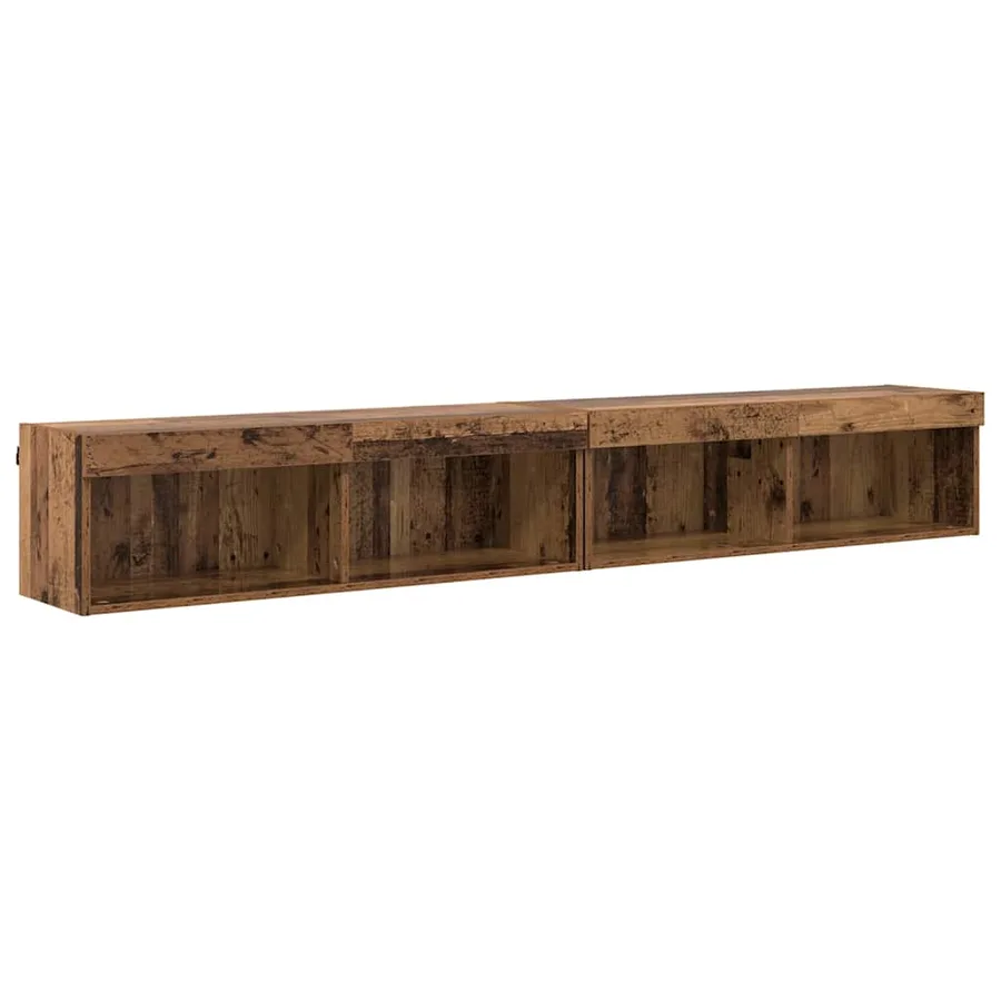 Ensemble meuble TV avec LED 2 pcs Bois ancien 100 x 30 x 30 cm - 2
