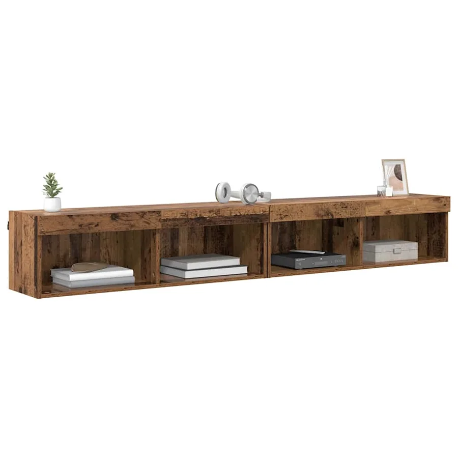 Ensemble meuble TV avec LED 2 pcs Bois ancien 100 x 30 x 30 cm - 3