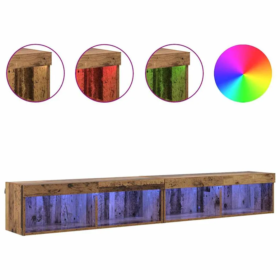 Ensemble meuble TV avec LED 2 pcs Bois ancien 100 x 30 x 30 cm - 4