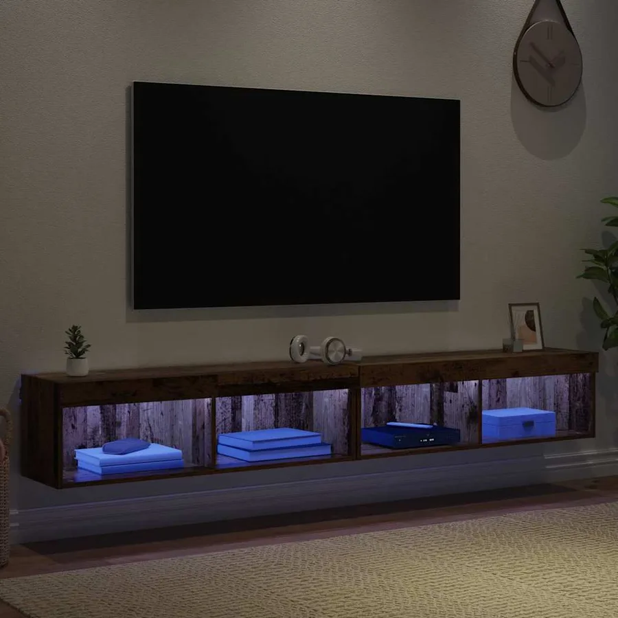 Ensemble meuble TV avec LED 2 pcs Bois ancien 100 x 30 x 30 cm - 5