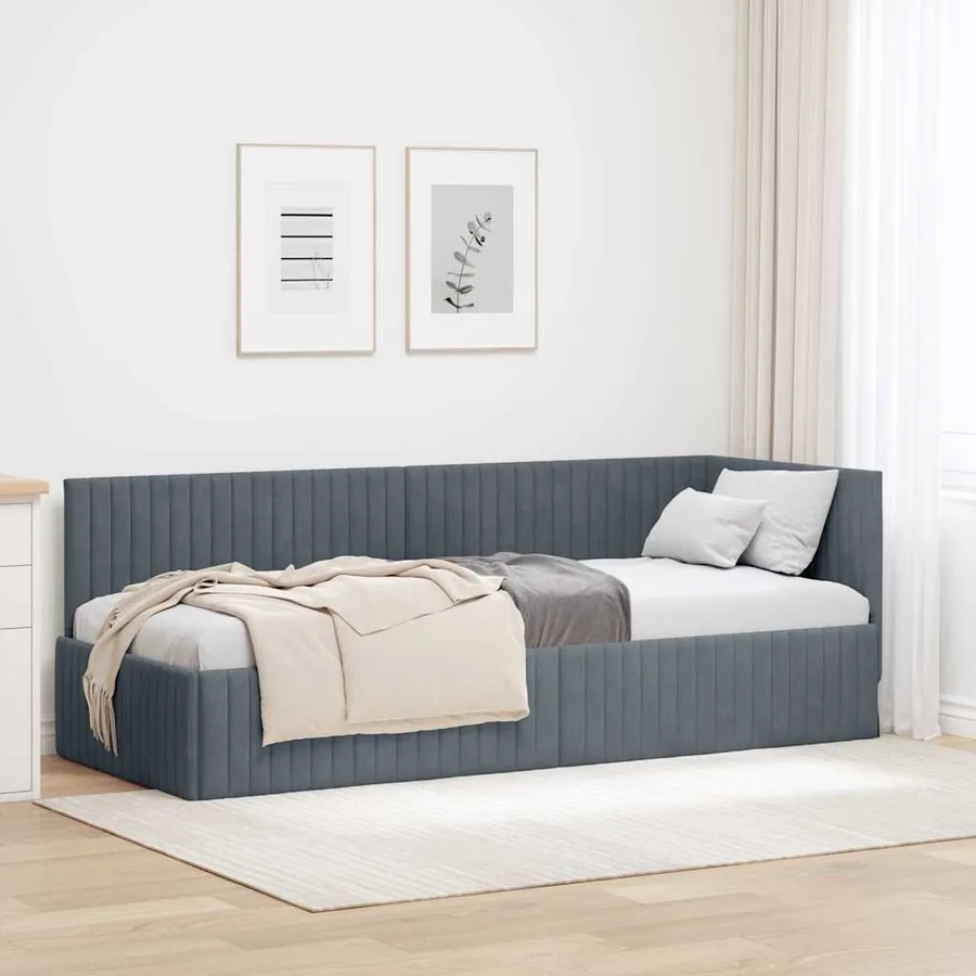 Cadre de lit d'angle Gris foncé 80 cm x 200 cm Velours