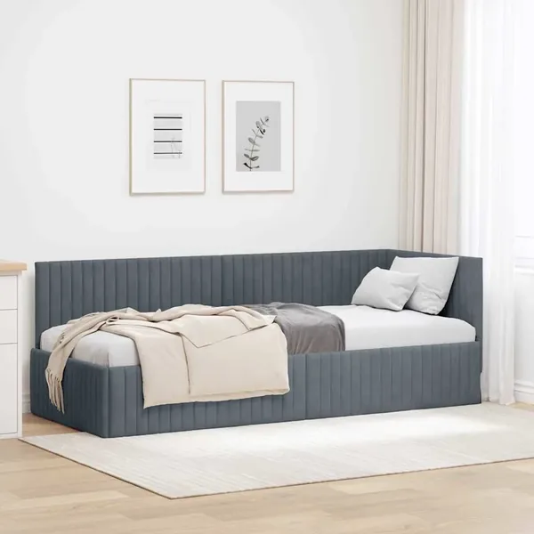 Cadre de lit d'angle Gris foncé 80 cm x 200 cm Velours