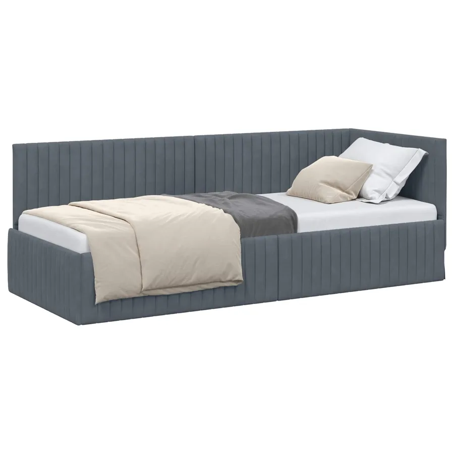 Cadre de lit d'angle Gris foncé 80 cm x 200 cm Velours - 2