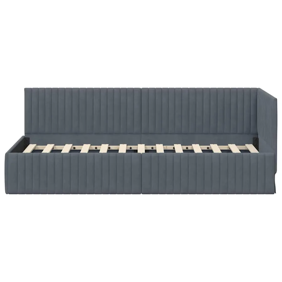 Cadre de lit d'angle Gris foncé 80 cm x 200 cm Velours - 5