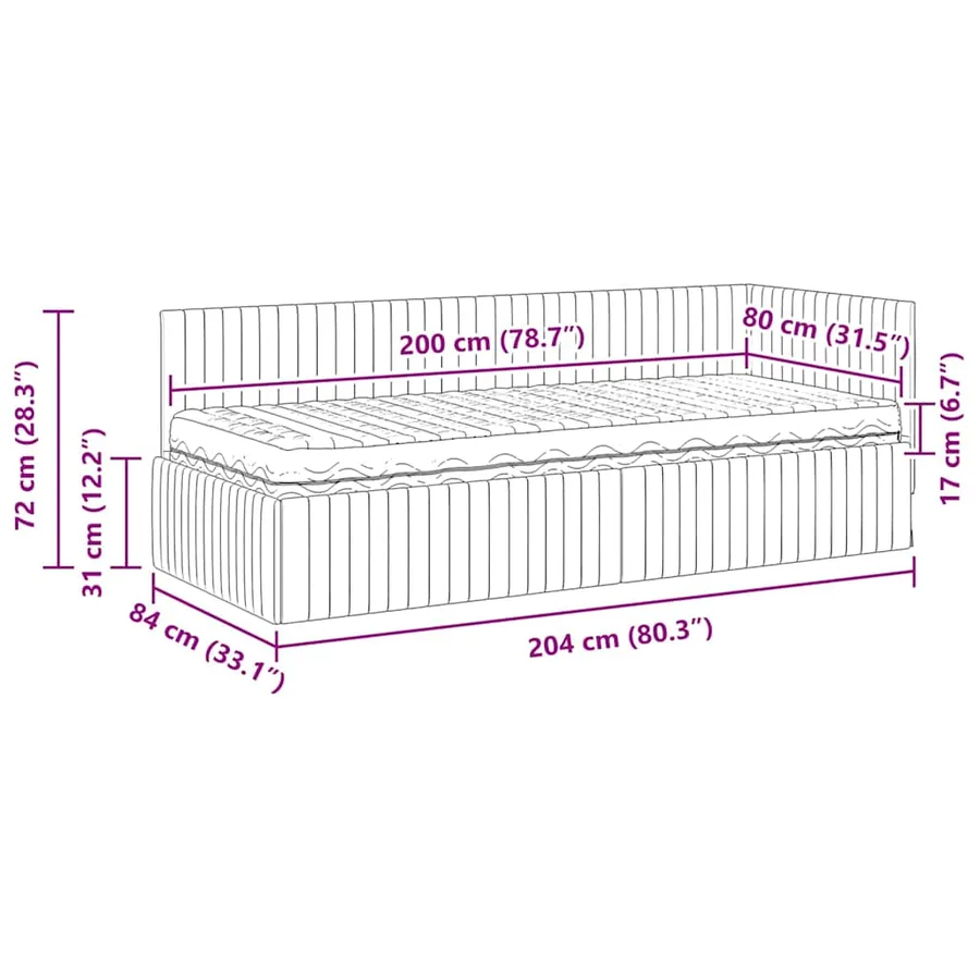 Cadre de lit d'angle avec matelas 2 pcs Gris Velours - 14