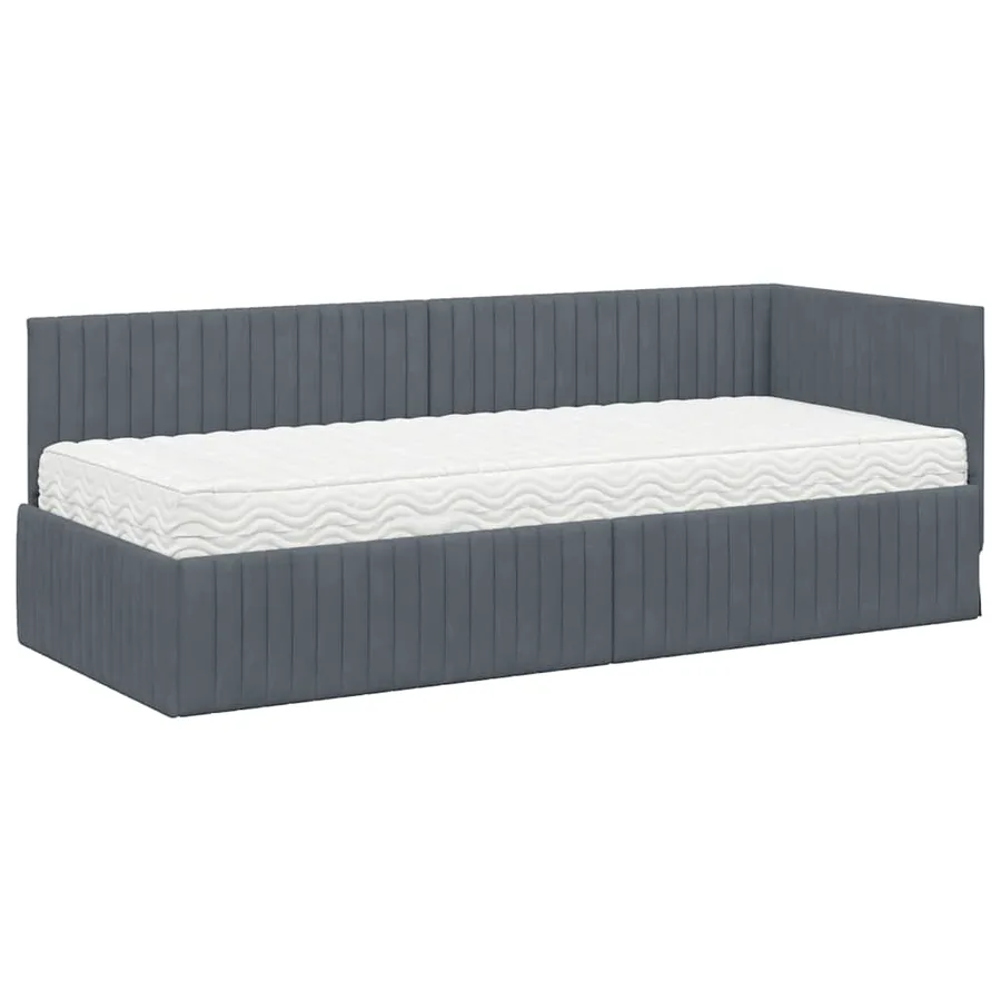Cadre de lit d'angle avec matelas 2 pcs Gris Velours - 4