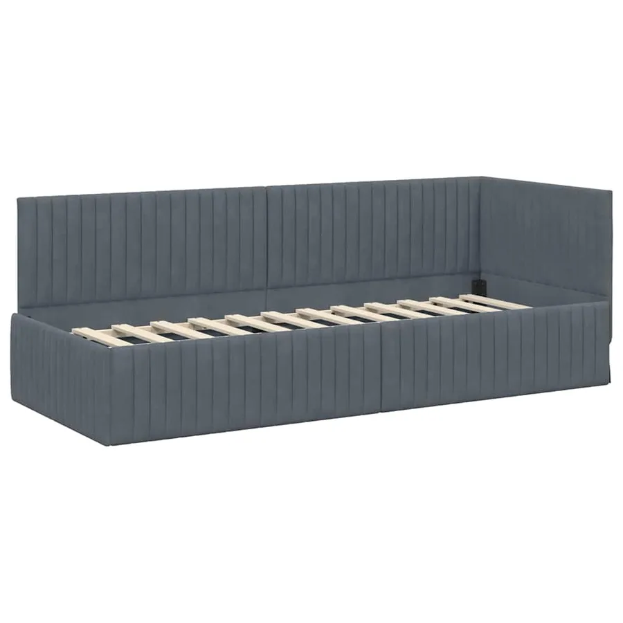 Cadre de lit d'angle avec matelas 2 pcs Gris Velours - 6