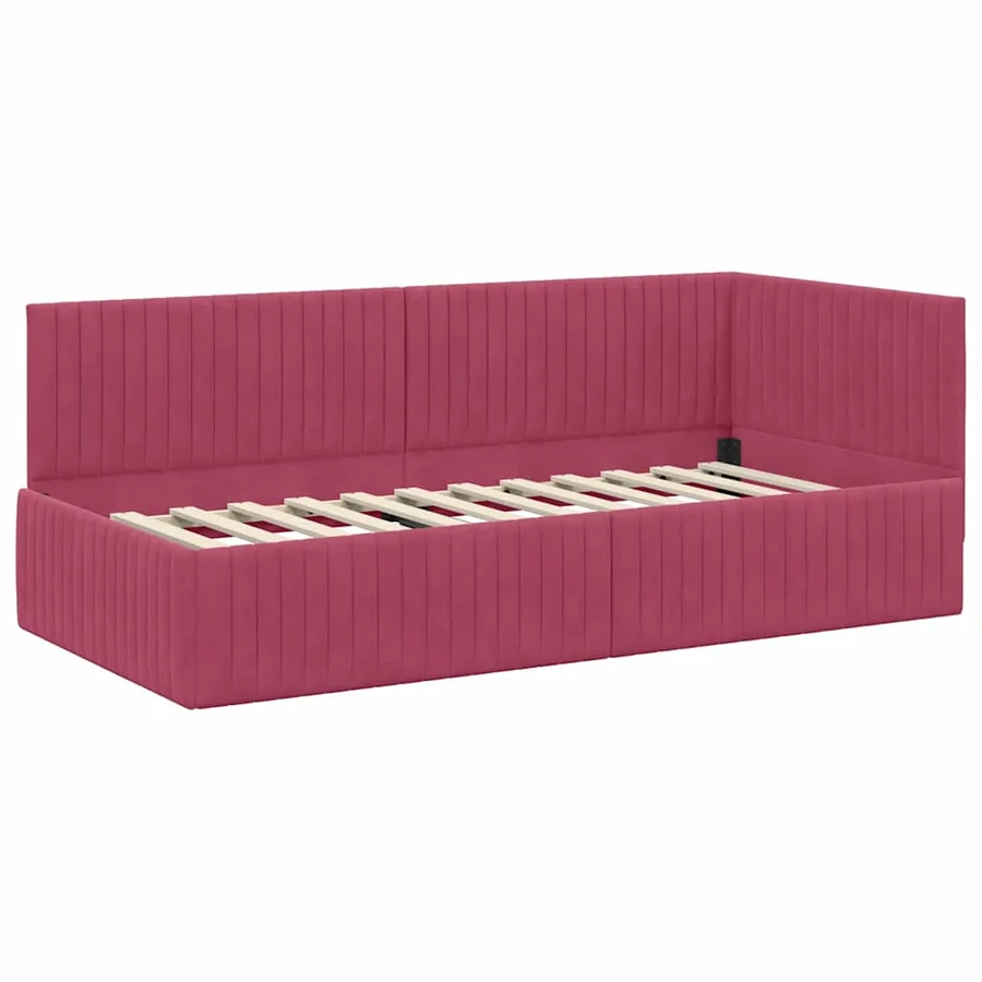 Cadre de lit d'angle Bordeaux 90 cm x 200 cm Velours - 4