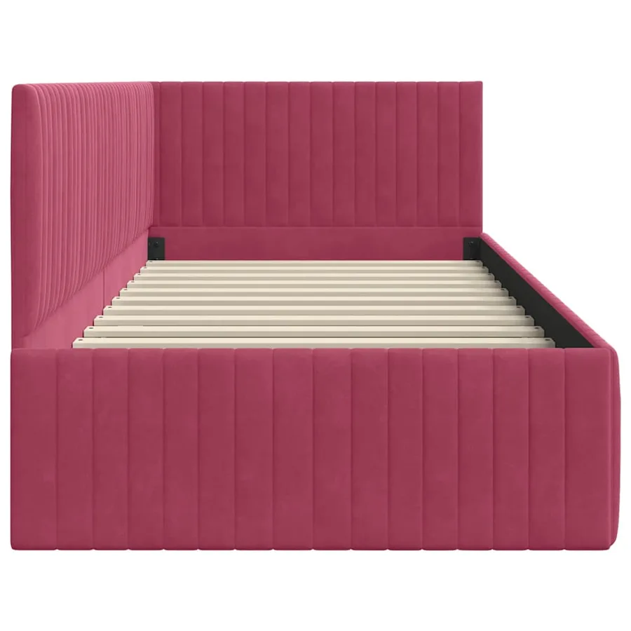 Cadre de lit d'angle Bordeaux 90 cm x 200 cm Velours - 6