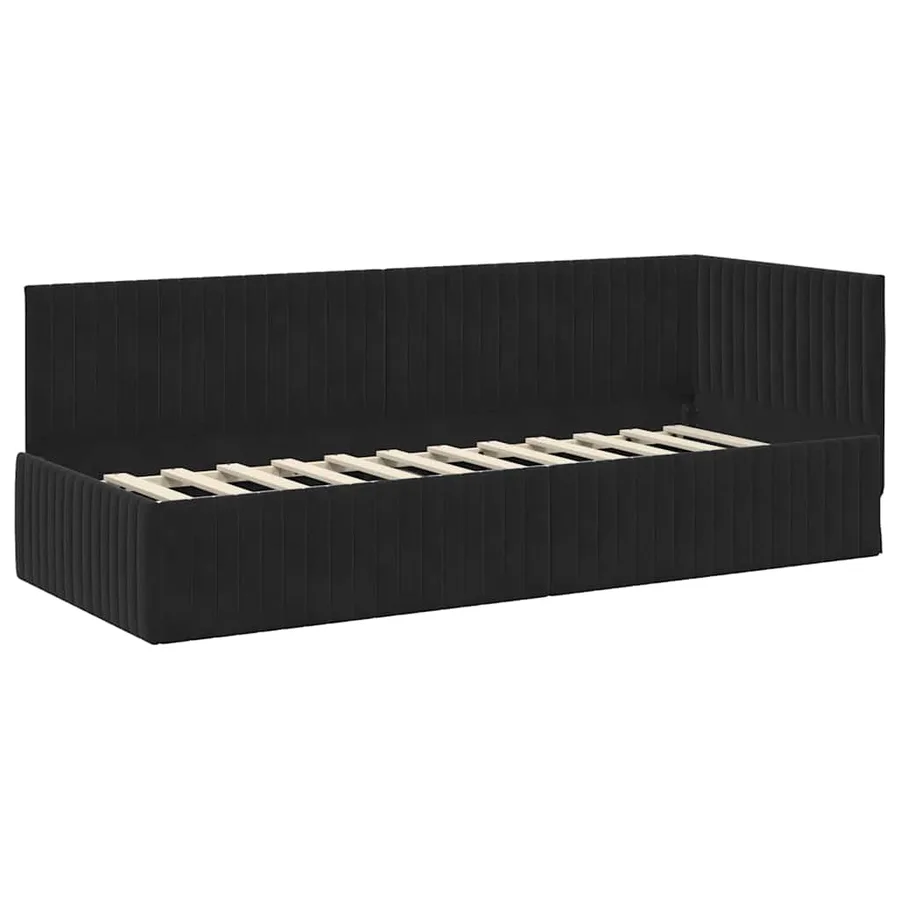 Cadre de lit d'angle Noir 80 cm x 200 cm Velours - 4