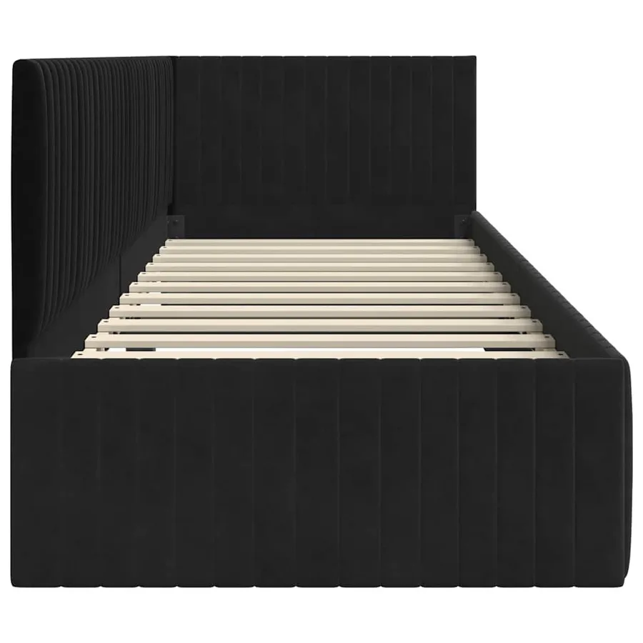 Cadre de lit d'angle Noir 80 cm x 200 cm Velours - 6