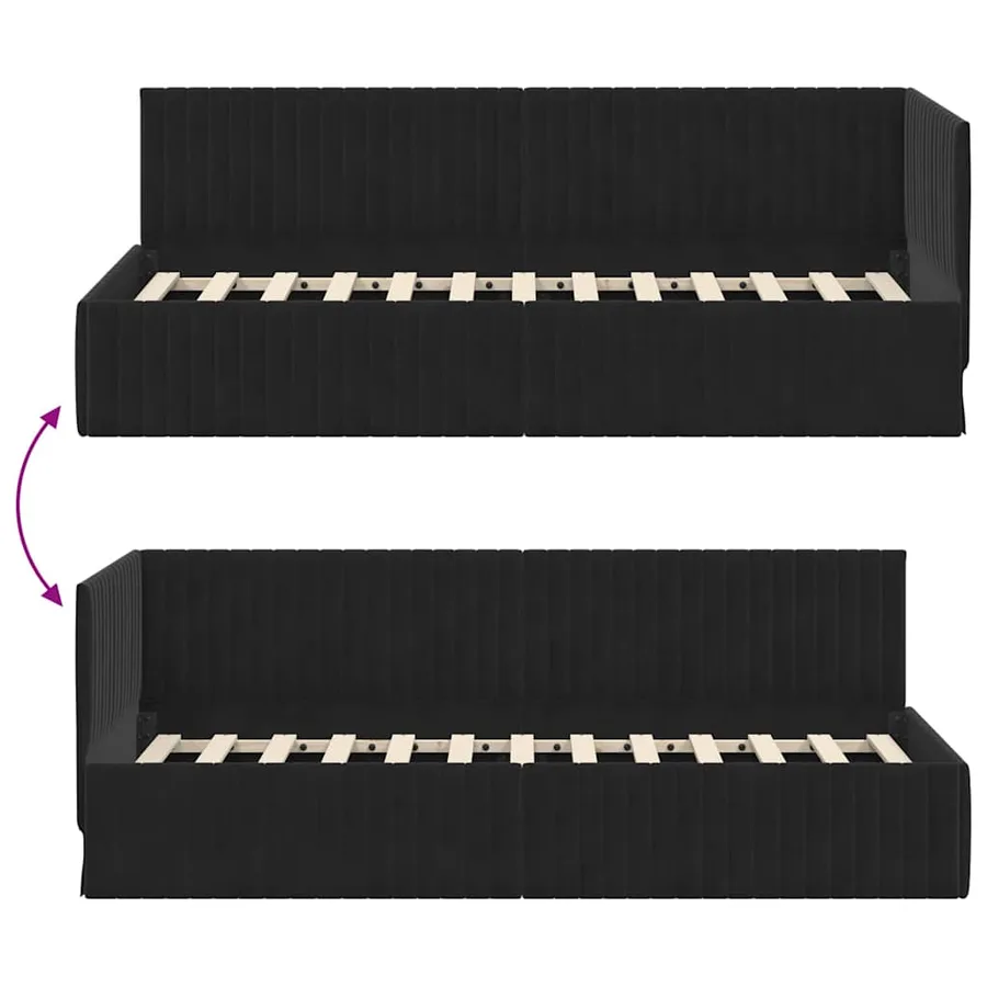 Cadre de lit d'angle Noir 80 cm x 200 cm Velours - 9