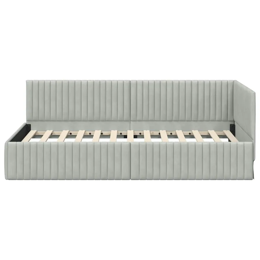 Cadre de lit d'angle Gris clair 90 cm x 200 cm Velours - 5