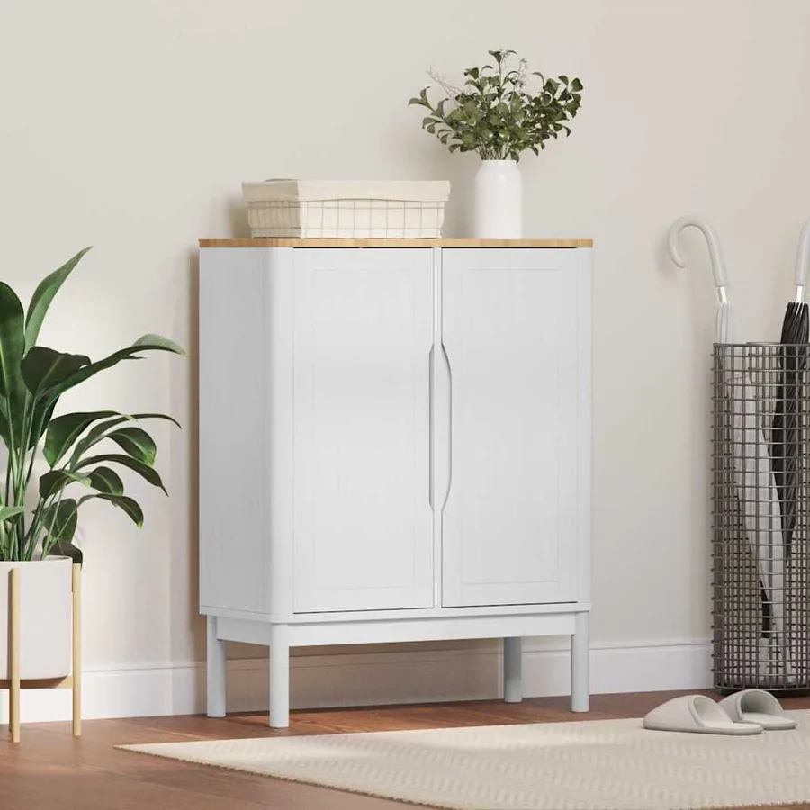 Buffet FLORO Blanc 70 x 30 x 70,5 cm Bois de Pin Massif