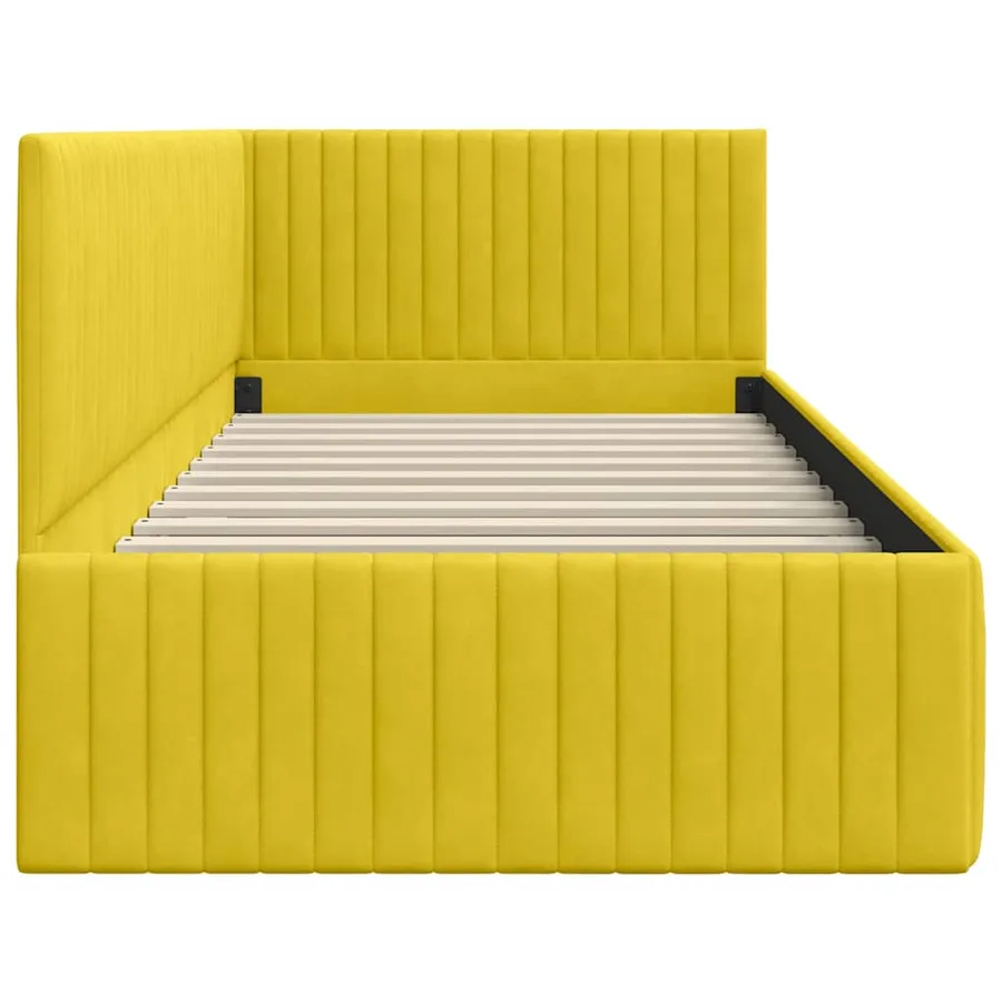 Cadre de lit d'angle Jaune 90 cm x 200 cm Velours - 6