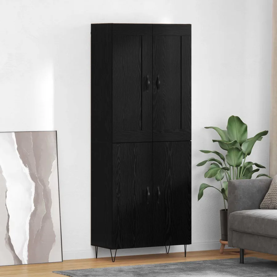 Haut Armoire Chêne noir 69,5 x 34 x 180 cm Bois d'ingénierie