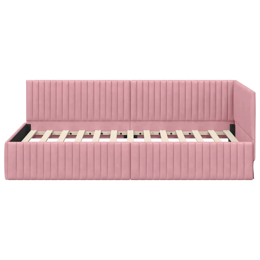 Cadre de lit d'angle Rose 100 cm x 200 cm Velours - 5