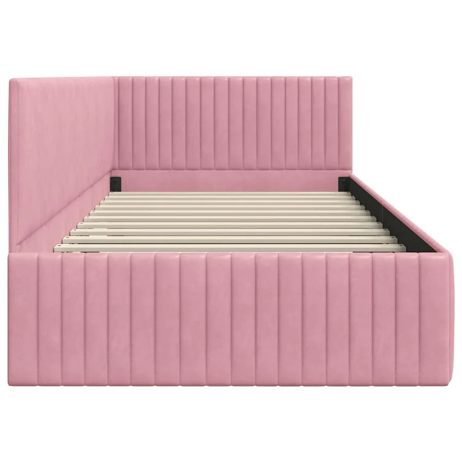 Cadre de lit d'angle Rose 100 cm x 200 cm Velours - 6