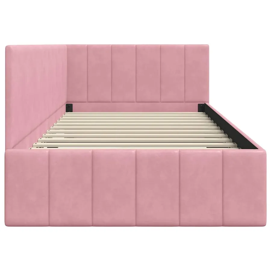 Cadre de lit d'angle Rose 90 cm x 190 cm Velours - 6