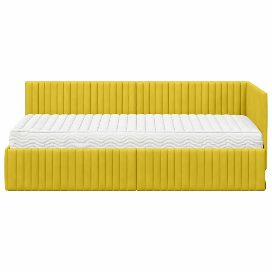Cadre de lit d'angle avec matelas 2 pcs Jaune Velours - 5