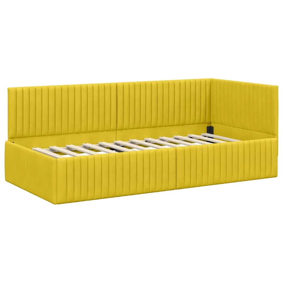 Cadre de lit d'angle avec matelas 2 pcs Jaune Velours - 6