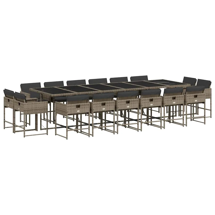 Ensemble à manger de jardin 17 pcs et coussins résine tressée - 2