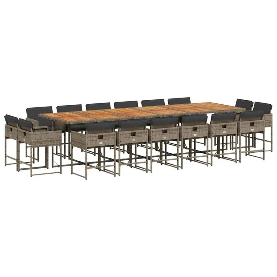 Ensemble à manger de jardin 17 pcs et coussins résine tressée - 2